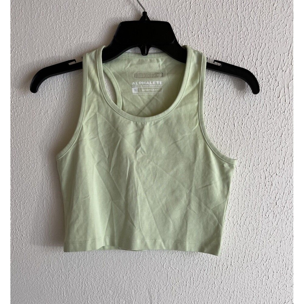 Alphalete LifeStyle Fit Cropped Green Tank Top Racerback Workout Women's S